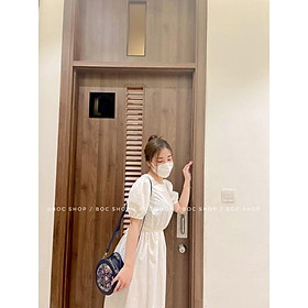 Váy babydoll dáng dài tay bồng Hàn Quốc, váy hở lưng thắt nơ tiểu thư – A32