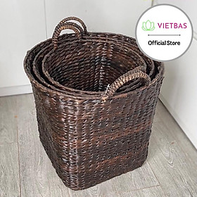 Giỏ lục bình đựng đồ VIETBAS tròn có quai 4 size MAU53