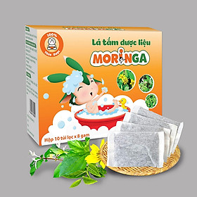 Lá tắm thảo dược MORINGA - Ngăn ngừa rôm sảy, mẩn ngứa, mụn nhọt cho trẻ sơ sinh và trẻ nhỏ - Hộp 10 gói