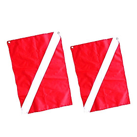 2Pcs/Set Large Small Red & White Diver Down Flag Signal Boat Kayak Flag for Underwater Scuba Diving Spearfishing