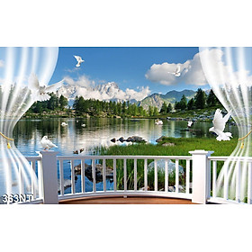 TRANH DÁN TƯỜNG 3D CỬA SỔ PHONG CẢNH ĐẸP 363NT - TRANH DÁN TƯỜNG HÌNH Ô CỬA SỔ NHÌN RA PHONG CẢNH