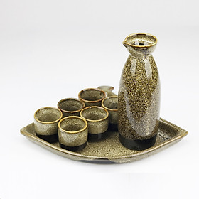 Mua Bộ Sake gốm sứ men hỏa biến Bát Tràng cao cấp-300ml- Đĩa quạt