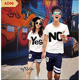Áo Thun cặp Nam-Nữ in chữ YES / NO cực dễ thương , thích hợp cho các cặp đôi trẻ trung, năng động, cho các nhóm bạn đi đêm, đi phượt, bão, nhìn đã mắt, bao ngầu, bao chất! - S