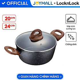 Nồi Nhôm Chống Dính Lock&Lock Baum Marble 2 Tay Cầm, Nắp Thủy Tinh LBU1242 (24cm)