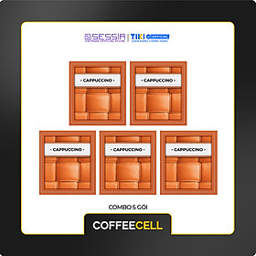 Combo 5 Gói Cà Phê Cappuccino Vị Hạt Phỉ Với Nhân Sâm Trắng Thượng hạng COFFEECELL (5 gói x 15g) - Hương thơm nhẹ nhàng, Vị cà phê đậm đà, Bọt sữa bồng bềnh - Hàng Chính Hãng