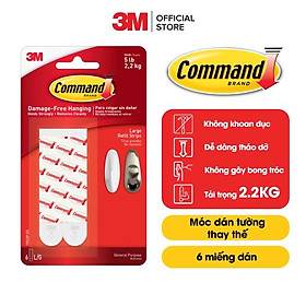 Bộ 6 Miếng keo dán thay thế Command 3M cỡ lớn chịu lực 2.2 kg - Dễ sử dụng