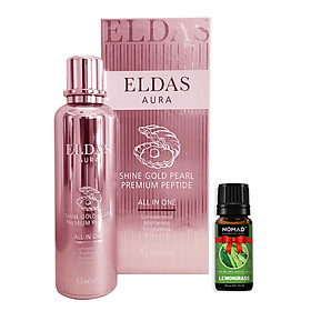 Tinh Chất Tế Bào Gốc Dưỡng Trắng Da Eldas Aura Shine Gold Pearl Premium Peptide All In One 100ml Tặng 01 Chai Tinh Dầu Thiên Nhiên Nomad 10ml