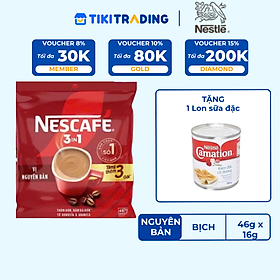 Cà phê Hòa tan NESCAFÉ VỊ NGUYÊN BẢN 46 + 3 gói Đậm Thơm Hoàn Hảo