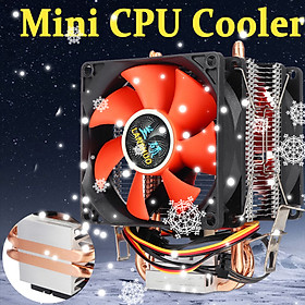 80mm Mini CPU Cooler 2 Heatpipe 2 Ventilateur Radiateur Pr LGA 775/1155/1156 AMD
