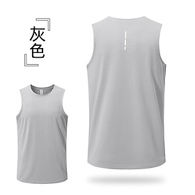 Áo ba lỗ thể thao chạy bộ có dải phản quang, mềm nhẹ thoáng mát nhanh khô - Xám, Xám