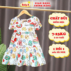 Đầm cho bé gái, Váy cho bé gái 7-21kg chất đũi mềm dáng xòe tay phồng xinh xắn BBShine – D087