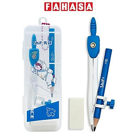 Bộ Compa 3 Món - Bút Chì Gỗ - ShiF 3156 - Màu Xanh Dương (Họa Tiết Hộp Giao Ngẫu Nhiên)