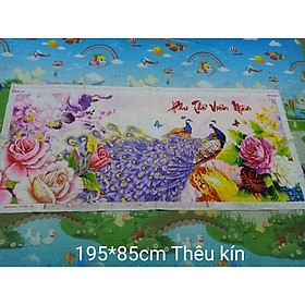 Mua (Đã thêu) Tranh thêu chữ thập thành phẩm công tím phu thê viên mãn 2m thêu kín