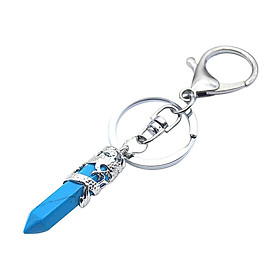 2-4pack Fashion Hexagonal Dragon Crystal Quartz Keychain Key Chain Blue