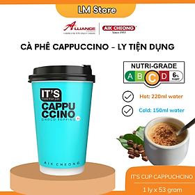 Cà Phê Cappuccino Tự Pha Ly Tiện Dụng Aik Cheong Kèm Bột Rắc Cacao - It's Cappuccino Cup - Nhập Khẩu Malaysia