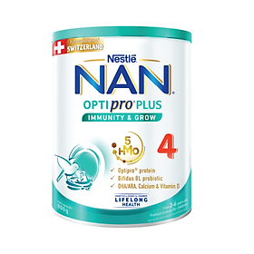 Sữa bột Nestlé NAN OPTIPRO PLUS 4 800g lon với 5HMO Giúp tiêu hóa tốt +