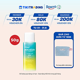 Kem chống nắng nâng tông Skin Aqua Tone up Mint Green cho da trắng có khuyết điểm đỏ, dạng sữa Sunplay Skin Aqua Tone Up UV Milk Mint Green SPF 50+ PA++++ 50g