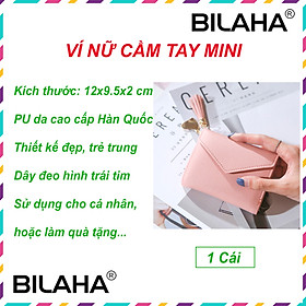 Ví Nữ Mini Ngắn Cầm Tay Phong Cách Hàn Quốc phụ kiện dây đeo trái tim (có hàng sẵn) (Hàng Chính Hãng)