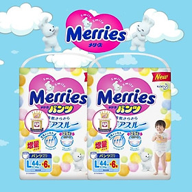 Combo 2 Tãbỉm quần Merries size L - 44  6 miếng Cho bé 9 - 14kg
