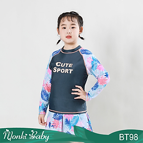 Đồ bơi big size cho bé gái mập béo, mẫu 2 chi tiết áo thun & quần váy dễ mặc, có sẵn đệm ngực, thun bơi lạnh mịn mát, co giãn tốt | BT95