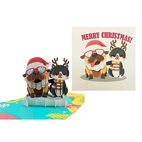 X31 -  THIỆP NOEL 3D CHÓ & MÈO DỄ THƯƠNG – MERRY CHRISTMAS 