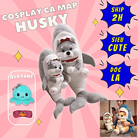 Thú nhồi bông Husky cá mập cute - Size từ 40cm đến 100cm - Quà tặng gấu bông cá mập mặt chó husky siêu dễ thương - Gối ôm mềm mịn cho bé