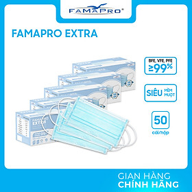 [HỘP - FAMAPRO EXTRA] - Khẩu trang y tế kháng khuẩn 4 lớp Famapro Extra (50 cái/ hộp)
