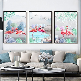 Bộ 3 Tranh Decor Treo Tường Phòng Ngủ - Tranh Canvas 3 Bức  Động Vật Đẹp