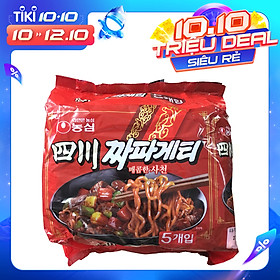 Bịch 5 Gói Mì Trộn Tương Đen Chapagetti Cay Sachun Nongshim Hàn Quốc 137G