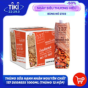 Thùng Sữa Hạnh Nhân Nguyên Chất 137 DEGREES 1000ml Thùng 12 hộp