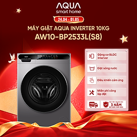 Máy giặt cửa trước AQUA Inverter 10kg AW10-BP2533L(S8) - Bảo hành 2 năm - Freeship toàn quốc - Hàng chính hãng