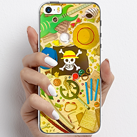 Ốp lưng cho iPhone 5, iPhone SE 2016 nhựa TPU mẫu One Piece cờ đen