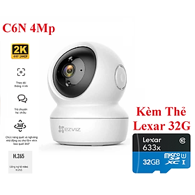 Camera IP Wifi Không Dây siêu Nét Ezviz C6N 4Mp 2K 1440p Đàm Thoại 2 Chiều Kèm Thẻ Lexar 32G tốc độ 100Mbp/s -Hàng Chính Hãng