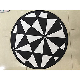 Mua Thảm tròn nhung nỉ họa tiết in hình 3D trắng đen tam giác