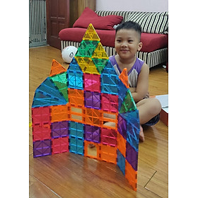 Đồ chơi xếp hình nam châm trong suốt Magna tiles  48 chi tiết xếp hình 3d đồ chơi thông minh