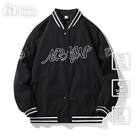 Bomber, áo khoác Ar gió 2 lớp form rộng unisex cực chất, Áo Khoác Nữ, Áo Khoác Bomber AR Chất Nỉ Ngoại 2 Màu Đen/Trắng Fom To