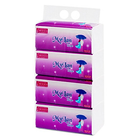 Giấy Rút Tình Nhân MyLan 3 Lớp (450 Tờ/Gói, 4 Gói/Xách)