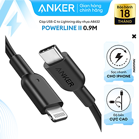 Mua Cáp sạc ANKER PowerLine II li.ght.ni.ng to USB-C dài 0.9m - A8632 - Hỗ trợ sạc nhanh 18W cho iPhone 8 trở lên qua củ sạc PD hoặc PiQ 3.0
