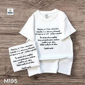 Áo babytee thiết kế chữ kiểu viết tay hiện đại chất BORIP COTTON xin DOGA đủ size tới 68kg 5 màu M195