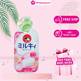 Sữa Tắm Dưỡng Trắng Mịn Da Hương Hoa Hồng Cow Milky Body Soap Floria Chiết Xuất Sữa Bò Tươi 550ml (Combo 550ml Và Set 24ml)