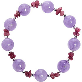 Vòng tay thạch anh tím ngọc phối tourmaline hồng ngọc quý gemstones vt15