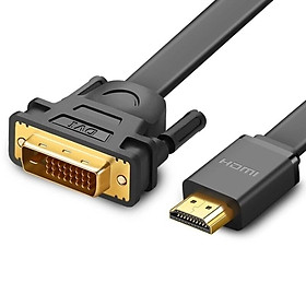 Cáp chuyển đổi HDMI to DVI 24+1 cáp dẹt dài 12M màu đen UGREEN HD30141Hd106 Hàng chính hãng