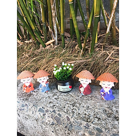 combo bộ tượng cầm kỳ nón cói+ lọ hoa