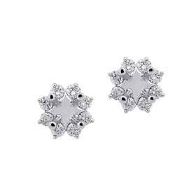 Hoa tai kim cương bông tuyết 4 chấu  - DHT022