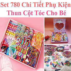 Set 780 Chi Tiết Phụ Kiện Thun Cột , Kẹp Tóc Cho Bé Xinh Xắn