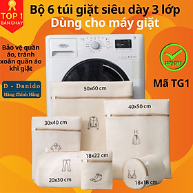 Combo 6 túi giặt TG1 siêu dày 3 lớp cao cấp bảo vệ quần áo dùng cho máy giặt siêu bền tiện dụng chính hãng