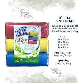 Mua Túi đựng rác sinh hoạt 44x55cm  55x65cm  64x78cm  78x92cm cao cấp thân thiện môi trường (2 - 3 cuộn màu/1kg)