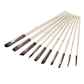10PCS Artist Paint Brushes Flat Round Tip Acrylic Oil Watercolour Art Painting