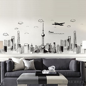 Decal dán tường chất liệu PVC loại 1 dày dặn, sắc nét, không phai, trang trí quán cafe, phòng khách- thành phố tháp nhọn- mã sp XC90012