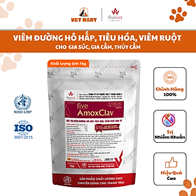 FIVE-AMOXCLAV - Viêm đường hô hấp, tiêu hóa, viêm ruột cho gia súc, gia cầm, thủy cầm, 1KG